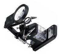 Homoyoyo Led Magnifier Station Soldering Stand Kit Magnifying Glass Tool Boxes Alligator Clips Iron Holder Metal Tray