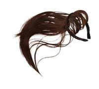 Homoyoyo Light Brown Braided Headband Wig with Bangs for Women Straight Hair Topper with Invisible Clip Conceals Thinning and White Hair Natural Volume Enhancement Versatile Fashion Styling