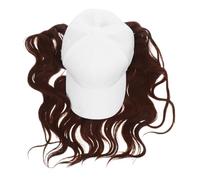 Homoyoyo Long Curly Hair Baseball Cap Wig for Women Synthetic Wave Hairpiece with White Cap Quick Wear Stylish Hat Hair Extension for Casual and Formal Occasions