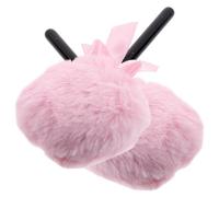 Homoyoyo Loose Powder Puff 2Pcs Lollipop Shape Plush Texture Makeup Tool for Face with Dark Pink Handle for Women Travel Use