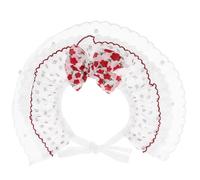 Homoyoyo Lovely Adjustable Pet Collar with Pearl Bow and Lace Flower Design, Lightweight Polyester Material for Daily Wear and Holiday Use, Adorable and Reusable Kitten and Puppy Collar