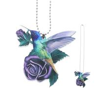 Homoyoyo Lucky Hanging Rearview Decorative Auto Mirror Window Rose Ornament Decors Charm Key Party Decor Purple Pendant View Car Accessories Interior Home Rear Hummingbird Charms and for
