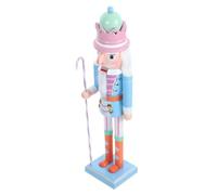 Homoyoyo Macaron Color Wooden Nutcracker Soldier Figure Christmas Decoration with Green Hat Blue Body Orange Legs Candy Theme Festive Home Ornament