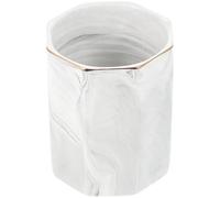 Homoyoyo Makeup Brush and Pen Storage Bin in Hexagonal Ceramic Design with Smooth Polished Surface, for Office Desk Use