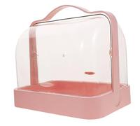 Homoyoyo Makeup Organizer Storage Box with Lid, Desktop Cosmetic Organizer for Sundries Sorting and Vanity Storage, Portable Pink-topped Makeup Case for Home and Travel