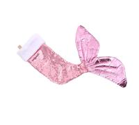 Homoyoyo Mermaid Tail Christmas Stocking Sequins PVC Hanging Pendant Pink