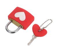 Homoyoyo Metal Heart Shaped Padlock Red Love Lock with Key for Couples Wedding Anniversary Travel Heart Key Lock for DIY Boxes Bridges