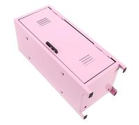 Homoyoyo Metal Mini Locker with Lock and Keys Compact Desk Storage Organizer for Makeup and Skincare Secure Small Safe Box for Women Space-saving Pink Cosmetic Organizer