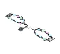 Homoyoyo Metal Pearl Watch Strap for Watch Luminous Black-grey Smart Jewelry Bracelet Comfortable Breathable Band for Men and Women