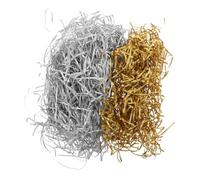 Homoyoyo Metallic Crinkle Cut Glitter Shredded Paper Filler Strands Dual Color Gold Silver Tissue Craft Bedding for Gift Boxes Wedding Birthday Party Hamper Decoration