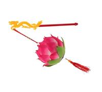 Homoyoyo Mid Autumn Festival DIY Red Lotus Lantern with Handle, Handheld Chinese Style Lotus Lamp for Outdoor Lighting and Photography Props, Moon Festival Party Decoration