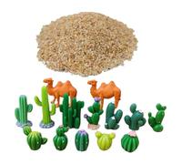 Homoyoyo Mini Artificial Cactus and Camel Figurine Set with Fine River Sand, Resin Desert Scene for DIY Plant Accessories, Small Faux Succulent Garden Ornament for Home and Office Decor