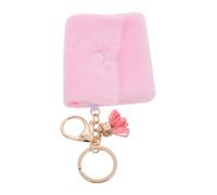 Homoyoyo Mini Change Purse Keychain Cute Coin Bag Plush Zinc Alloy Pink Backpack Charms Essential Organizer for Makeup Key Wallet