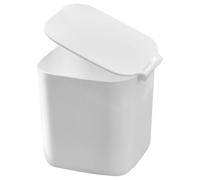 Homoyoyo Mini Desktop Trash Can with Lid, Small White Plastic Kitchen Garbage Bin for Tabletop Waste Storage, Compact Desktop Rubbish Container for Home and Office Use
