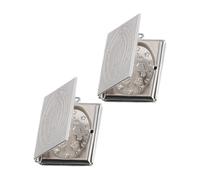 Homoyoyo Mini Photo Case Bible Book Pendant 2pcs Stainless Steel Silver