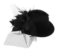 Homoyoyo Mini Top Hat Hair Clip Women's Steampunk Hat Flower Net Decor Fashionable Ladies Fascinator Clip for Burlesque Black