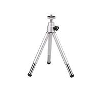 Homoyoyo Mini Tripod Stand for Mobile Phone 190mm Extendable 360-degree Rotatable Base Silver Lightweight Fits 53-75mm Cellphones 2-Section Legs