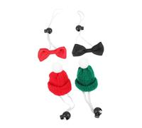 Homoyoyo Mini Woolen Yarn Pet Hats with Bow Ties Adjustable Comfortable Knitted Christmas Hat Ornaments for Small Pets Reptiles and Hamsters Festival Decorations