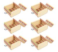 Homoyoyo Miniature Bamboo Treasure Chest Storage Boxes Vintage 6pcs Small Jewelry Organizers Space-saving and Wear-resistant for Dressing Table Ornament Decoration