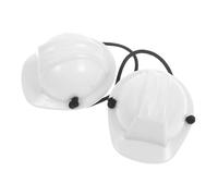 Homoyoyo Miniature Construction Hard Hats with Flexible Spring Strap, Tiny Plastic Helmets for Pet Headgear and Doll Dress-Up, White Mini Hard Hats for Construction Party Decorations and