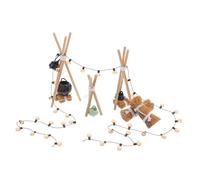 Homoyoyo Miniature Outdoor Fire Pit Set with Cauldron and Wood Rack Dollhouse Bonfire Model for Halloween Decor and Party Scenes Authentic Mini Campfire Furniture