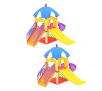 Homoyoyo Miniature Playground Set, 2-Piece ABS Dollhouse Diorama Decor | ABS miniature playground model, 11.40 x 11.00 x 9.04 in, for dollhouse scenes, dioramas, sand tables, and shelf displays