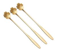 Homoyoyo Mixing Spoons for Stirring Drinks and Desserts 3 Pcs Handle Stainless Steel with Petal Shaped Practical Coffee Spoons for Kitchen and Cafe Use