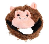 Homoyoyo Monkey, Gentle for Comfort with Ready Materials for Photography Plush Hat Brown Cartoon Headgear Dress-up Cap and Animal Themed for Festival Events Parties