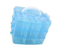 Homoyoyo Multi-layer Detachable Plastic Storage Box, 3-tier Handheld Jewelry and Cosmetics Organizer, Large Capacity Blue Portable Home Storage Container for Makeup and Accessories