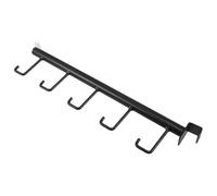 Homoyoyo Multi-Purpose Metal 5-Hook Shelf Rail Hanger with 2.0 Slot for Retail Display, Black Heavy Duty Utility Hooks for Supermarket Shelving and Garage Organization