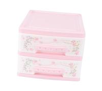 Homoyoyo Multi-purpose Small Two-layer Makeup Storage Box Compact Cosmetic Organizer Kids Hairpin Storage Cabinet Pink for Bedroom Desktop