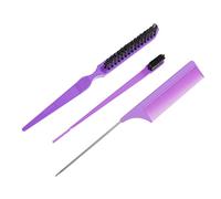 Homoyoyo Multi Use Pintail Hair Comb Set Dual Tip Three Row Styling Comb for Detangling Professional Hairdressing Durable and Smooth for Salon Home DIY and Makeup Purple