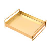 Homoyoyo Multifunctional Metal Storage Tray Large Jewelry Plate Stylish Desktop Organizer for Cosmetics Keys Candles and Tableware Golden Sundries Dish for Home and Office