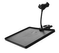 Homoyoyo Multifunctional Mic Sound Card Tray Phone Holder, Clamp-on Microphone Stand Tray for Live Streaming and Recording, Black Movable Mic Storage Stand for Broadcasting Supplies