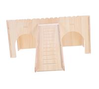 Homoyoyo Multifunctional Wooden Hamster Castle with Slide Rat Nest Small Animal Habitat for Chinchillas Guinea Pigs and Hamsters Pet House for Sleep and Play