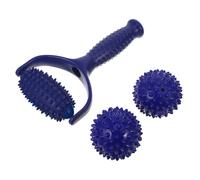 Homoyoyo Muscle Roller with Handle and 2 Spiky Massage Balls for Neck, Back, Legs and Feet Lightweight ABS Material for Fitness, Yoga and Office Muscle Relief