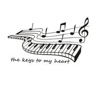 Homoyoyo Music PVC Wall Sticker Black White Piano Keys Notes Self-adhesive Decal for Home School Classroom Decoration Easy to Apply and Remove