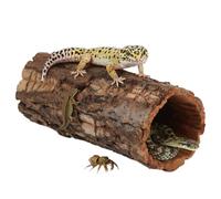 Homoyoyo Natural Cork Bark Round Reptile Hideout-hollow Tree Trunk Climbing Hide-wooden Terrarium Decor Shelter Cave for Gecko Lizard Snake Spiders Hermit Crab Habitat Accessories-rainforest Terrarium