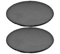 Homoyoyo Natural Round Stone Dessert Steak Plates 15cm Small Multi-Function Food Serving Board for Home Kitchen Restaurant 2pcs Set