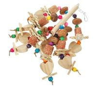 Homoyoyo Natural Wooden Bird Chewing Hanging Shredding Parrot Cage Plaything for Parakeets Cockatiels Conures Macaws Finches Wear-resistant Small Bird Accessory Easy to Install