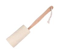Homoyoyo Natural Wooden Handle Loofah Bath Brush Firm Exfoliating Back Scrubber for Smooth Skin Raw Wood with Natural Loofah Sponge Suitable for Oily and Dry Skin Care
