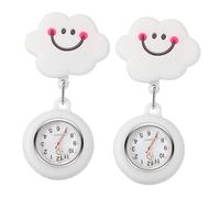 Homoyoyo Nurse Chest Watch Retractable Nursing Watch 2pcs White Silicone with Cloud Shape Practical Design