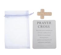 Homoyoyo Oak Wood Mini Pocket Cross with Carry Bag and Blessing Card Small Handheld Wooden Cross for Christian Prayer and Holiday Decor for Religious Use