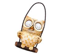 Homoyoyo Owl Shaped Solar Light Resin Outdoor Lamp Decorative Hanging Garden Ornament Solar Powered Lighting Energy Saving Night Illumination for Patio and Lawn