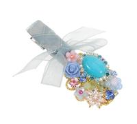 Homoyoyo Palace Style Rhinestone Bow Hair Clips Side Wear Comfortable Blue Barrettes for Women Wedding Brides Fairy Tale Retro Hair Accessories