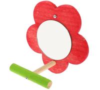 Homoyoyo Parrot Bird Mirror with Blossom Shape Small Perch Stand for Conure Parakeet Training and Stress Relief Bird Cage Accessory