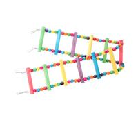 Homoyoyo Parrot Ladder Bird Toy Rainbow Wooden Swing 12-Step Flexible Steel Wire Bridge for Parrots Hamsters Rats Birds Fits Most Cages Random Colour
