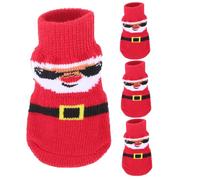 Homoyoyo Pet Socks for Small Dogs and Cats Christmas Anti-slip Warm Cotton Paw Protectors Elastic Dog Socks 4pcs Red Bottom Suitable for Autumn Winter