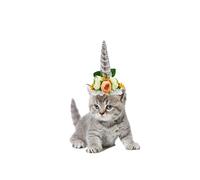 Homoyoyo Pet Unicorn Hat for Dogs and Cats Silver Horn Costume Headwear m Size for Parties and Cosplay