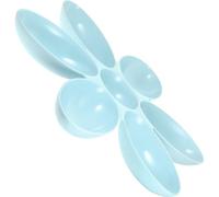 Homoyoyo Petal Shape Plastic Cat Feeder 6-compartment Floor Dog Dish Blue Multi-use Feeding Plate for Pets Preventing Food Guard